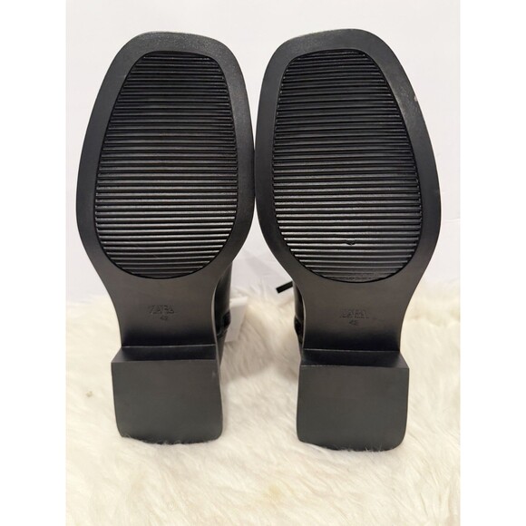 Zara Men’s Black Topstitched Leather Boots Square Toe Side Zip NWT Size 42 US 9 main image 13